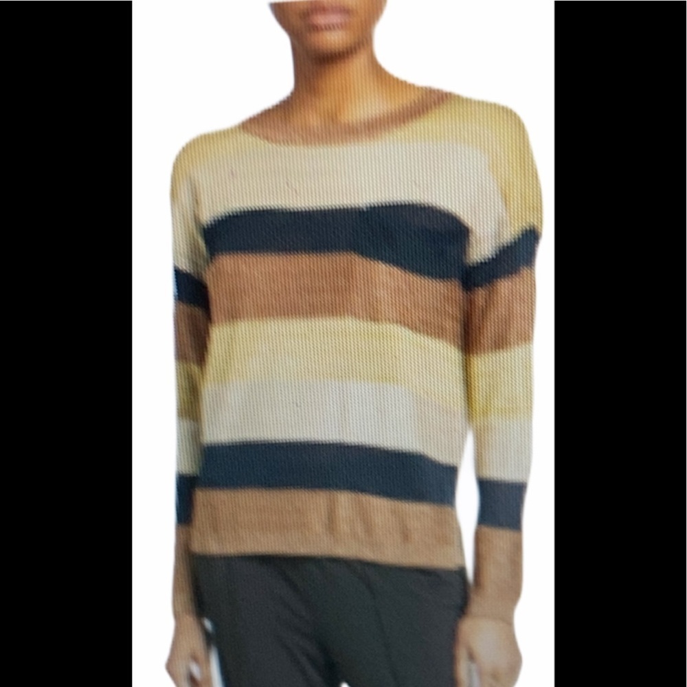 Dex Stripe LS Scoop Neck Metallic Sweater Sz M